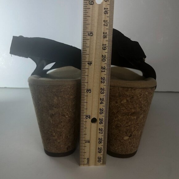 CLARKS Annadel Eirwyn Wedge Sandals Women's Size 11 Black Slingback Leather - Picture 4 of 14